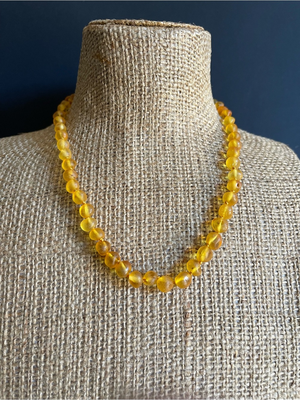 Genuine yellow Amber Beaded Necklace .
